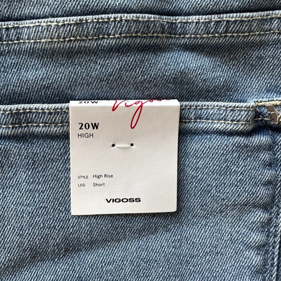Vigoss Women Jeans‎ Shorts 20W Blue Light Wash High Rise 4" Inseam Stretch Plus - Picture 5 of 6